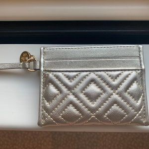 gold tory burch card holder